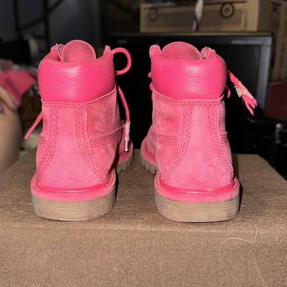 Timberland Boots Toddler Girls' Pink Suede Size 12 - Good Condition - Picture 4 of 4